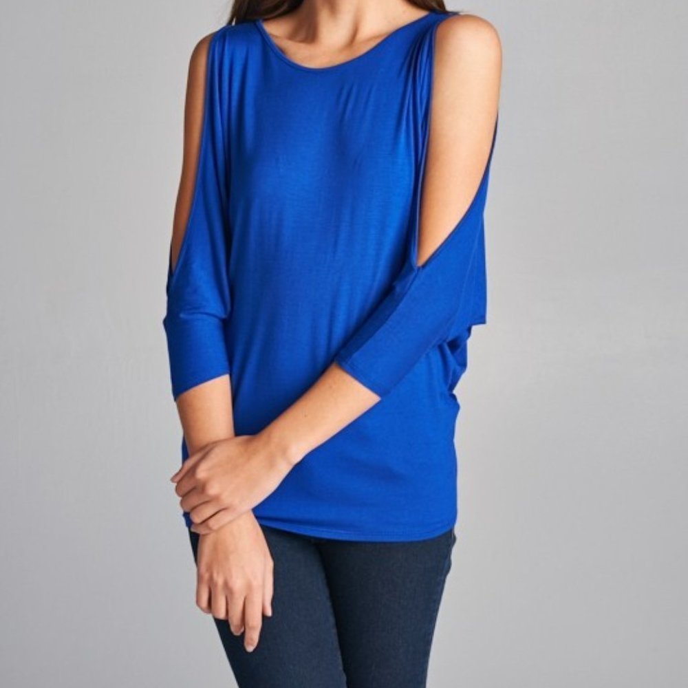 Emerald Solid Jersey Cold Shoulder Tunic Top~New! - image 1